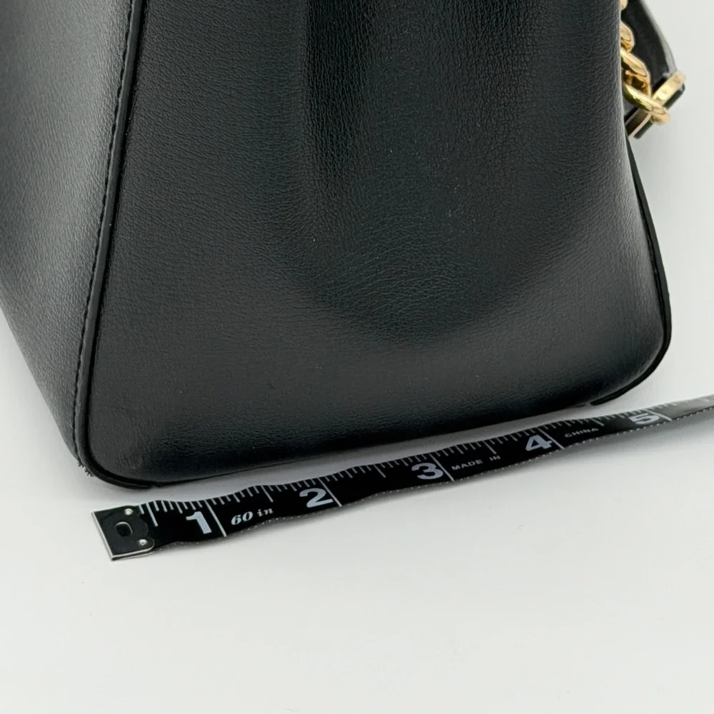 Michael Kors Ellis Large‎ Black Leather Gold Chain Shoulder Tote Bag Purse